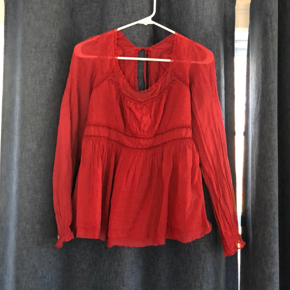 Free people red long sleeve shirt